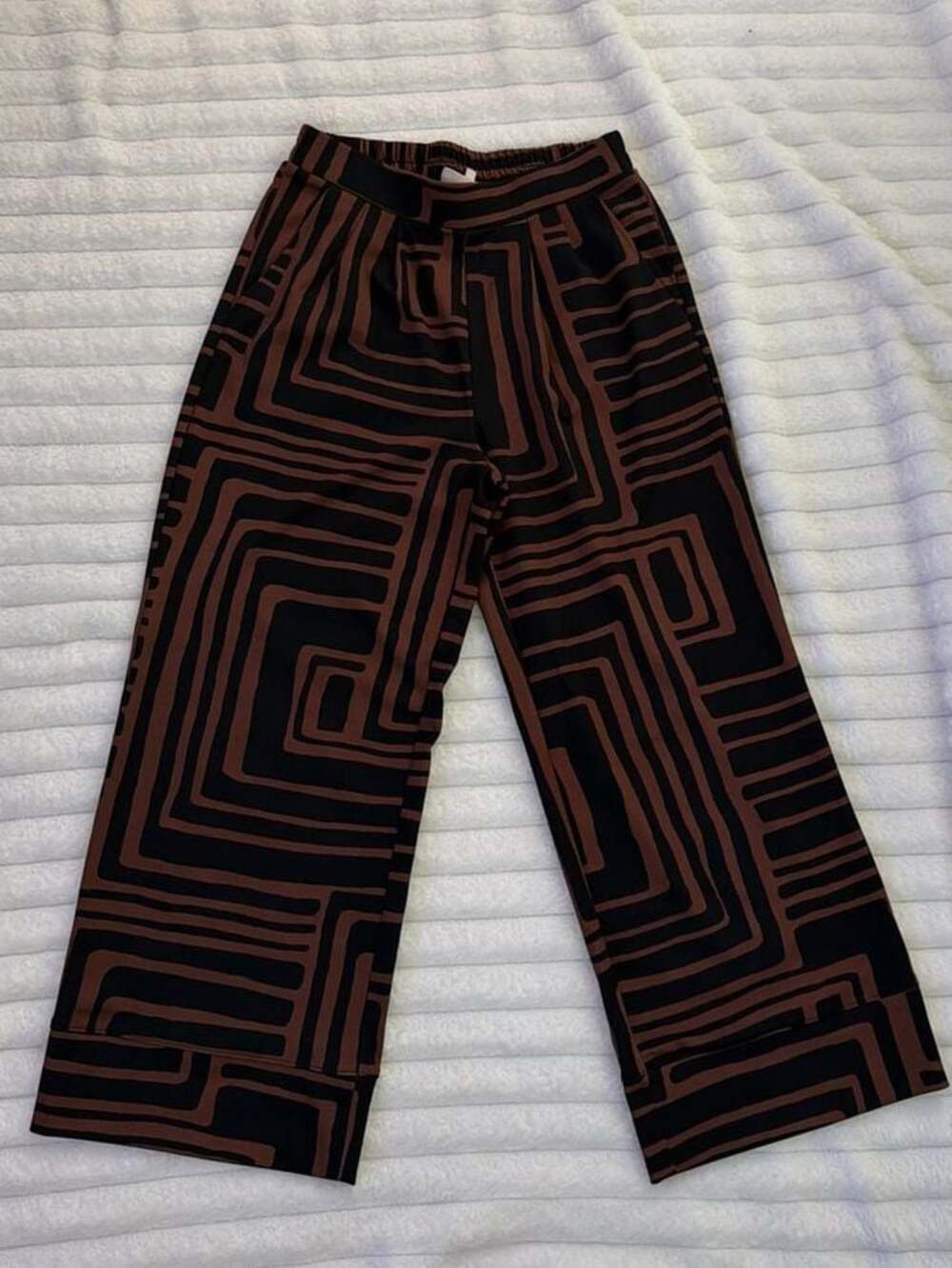 Melloday Geometric Maze Print Wide Leg Pants Size M